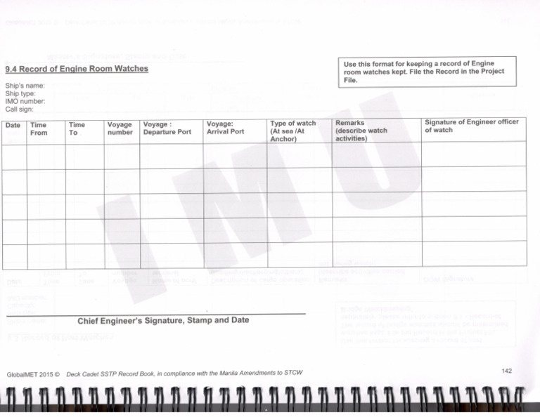 Record of Engine Room Watches | PDF