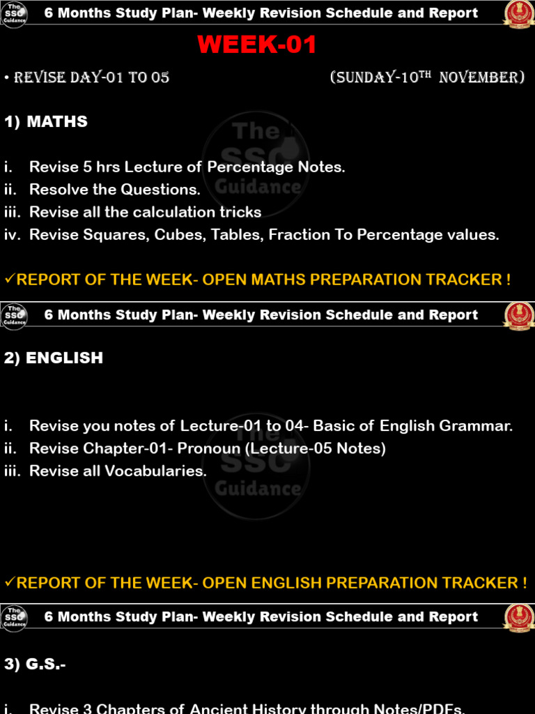 6 Months Study Plan - Week - 01 | PDF