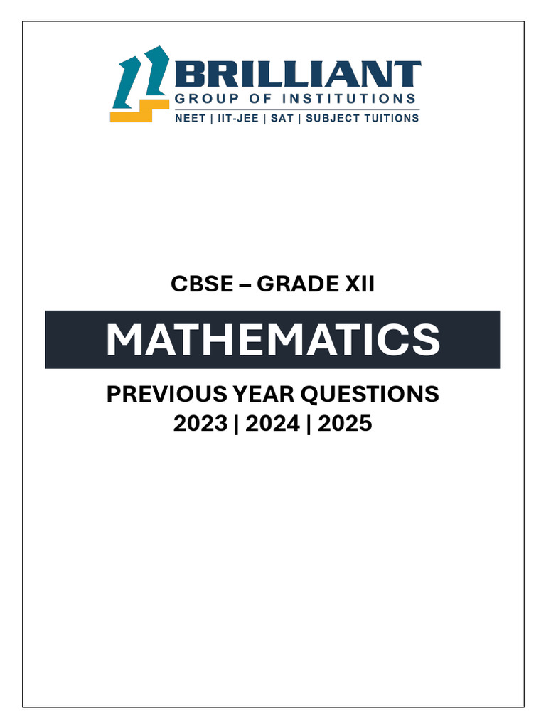 CBSE Grade 12 Math Past Questions 2023-2025 | PDF | Function ...