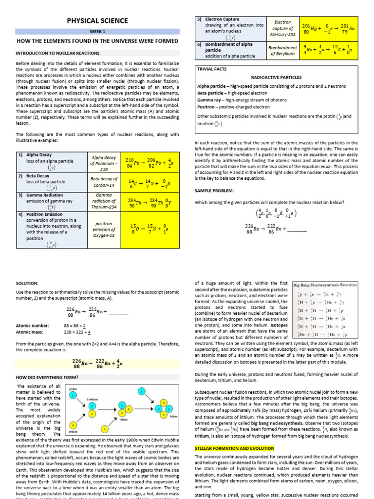 Formation of Elements in the Universe | PDF | Intermolecular Force ...