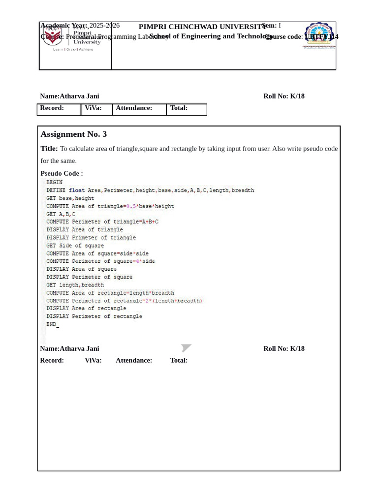 Lab Manual Procedural Programming 2025 2 | PDF
