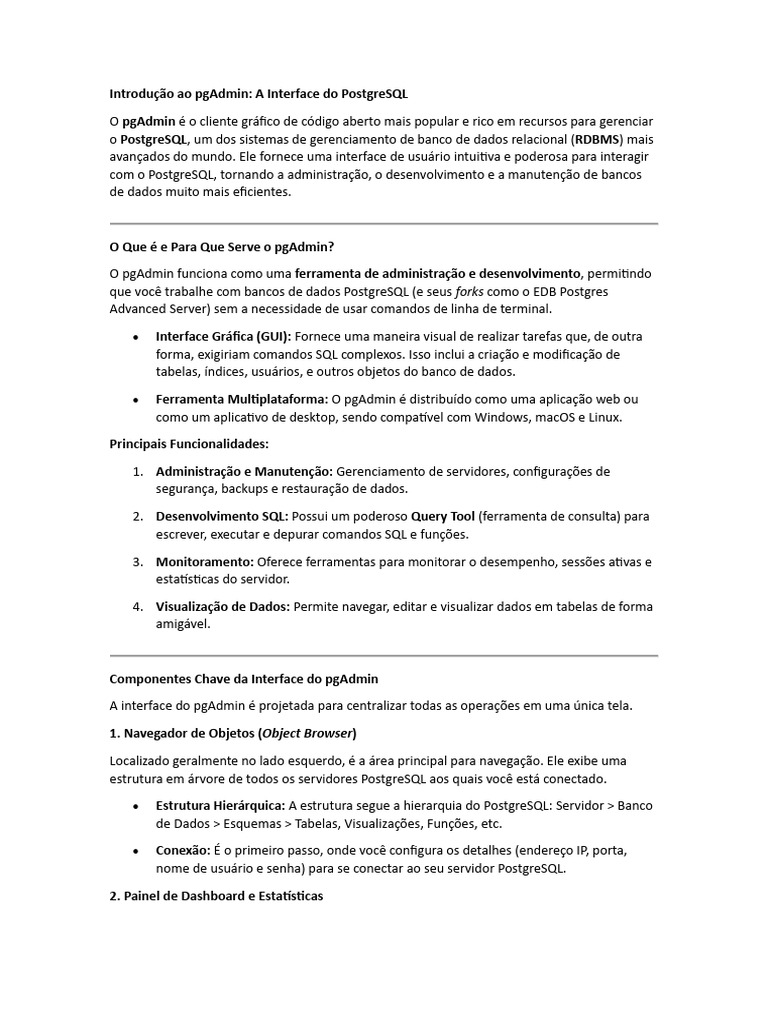 Guia Completo do pgAdmin para PostgreSQL | PDF | SQL | Postgre SQL