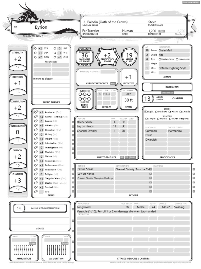D&D 5E Character Sheet Template | PDF | Dungeons & Dragons