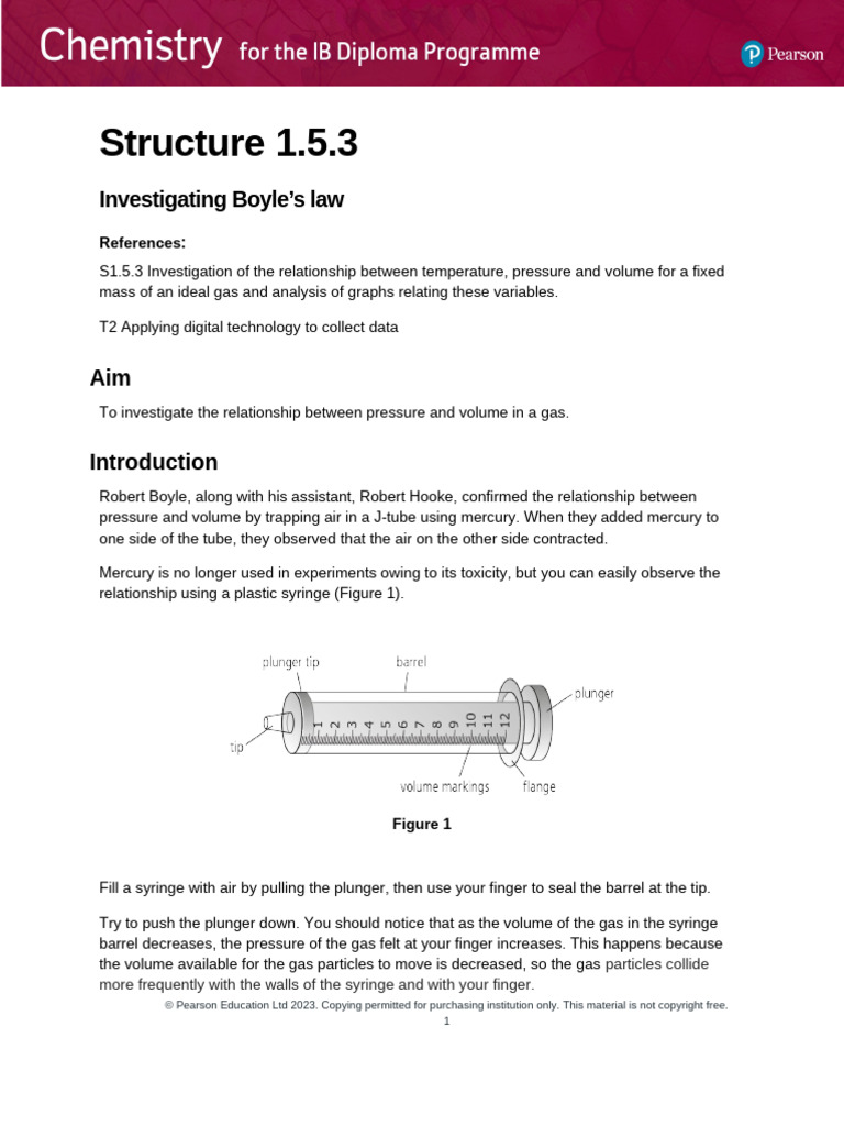 Boyle's Law: Pressure-Volume Experiment | PDF | Gases | Pressure