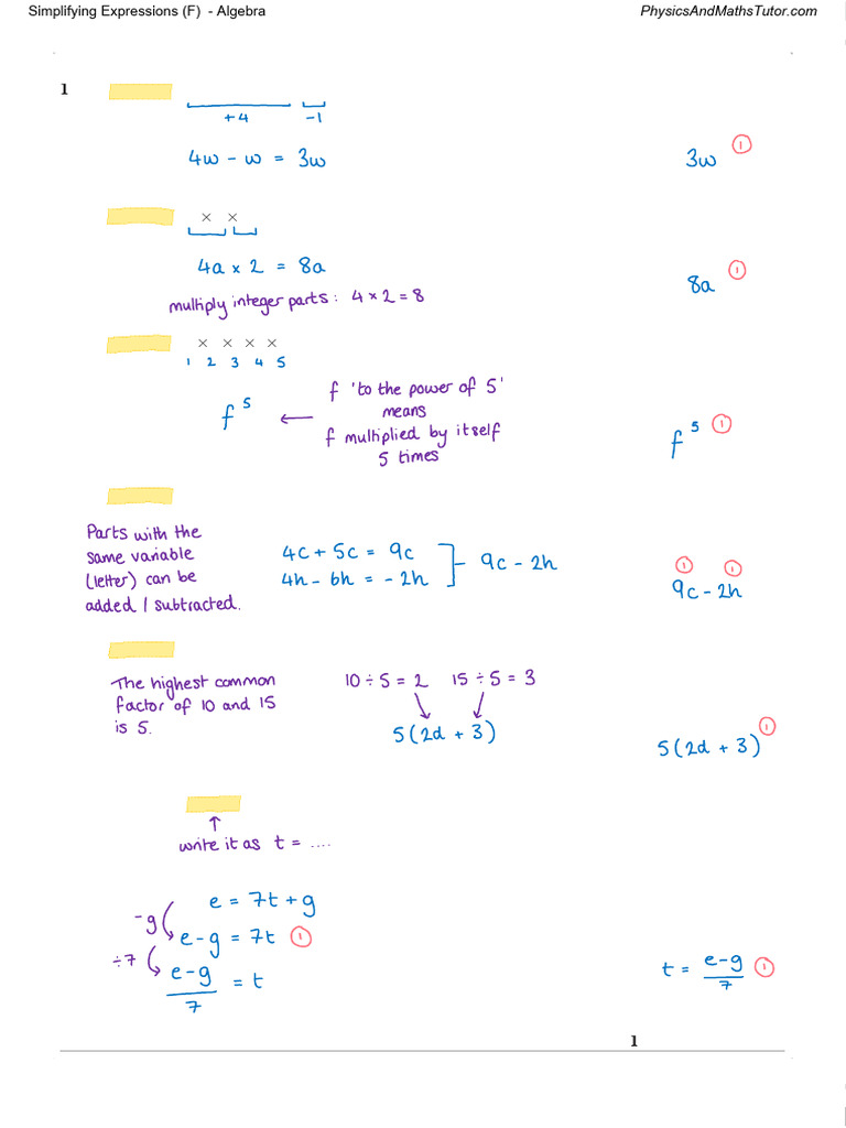 Algebra Simplification and Solving Guide | PDF | Algebra | Mathematics