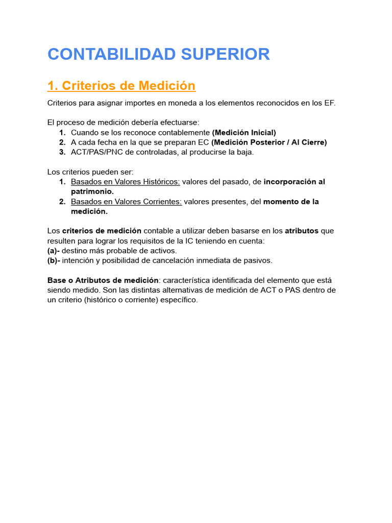 Criterios de Medición en Contabilidad Superior | PDF | Activo ...