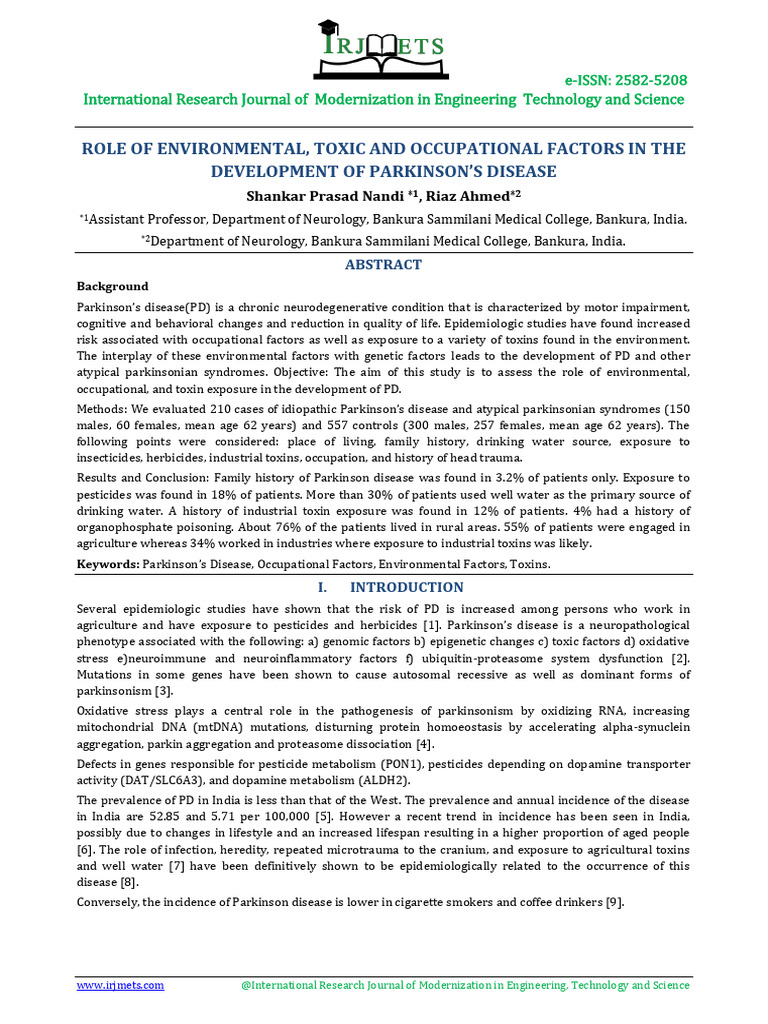 Environmental Factors in Parkinson's Disease | PDF | Parkinson's ...