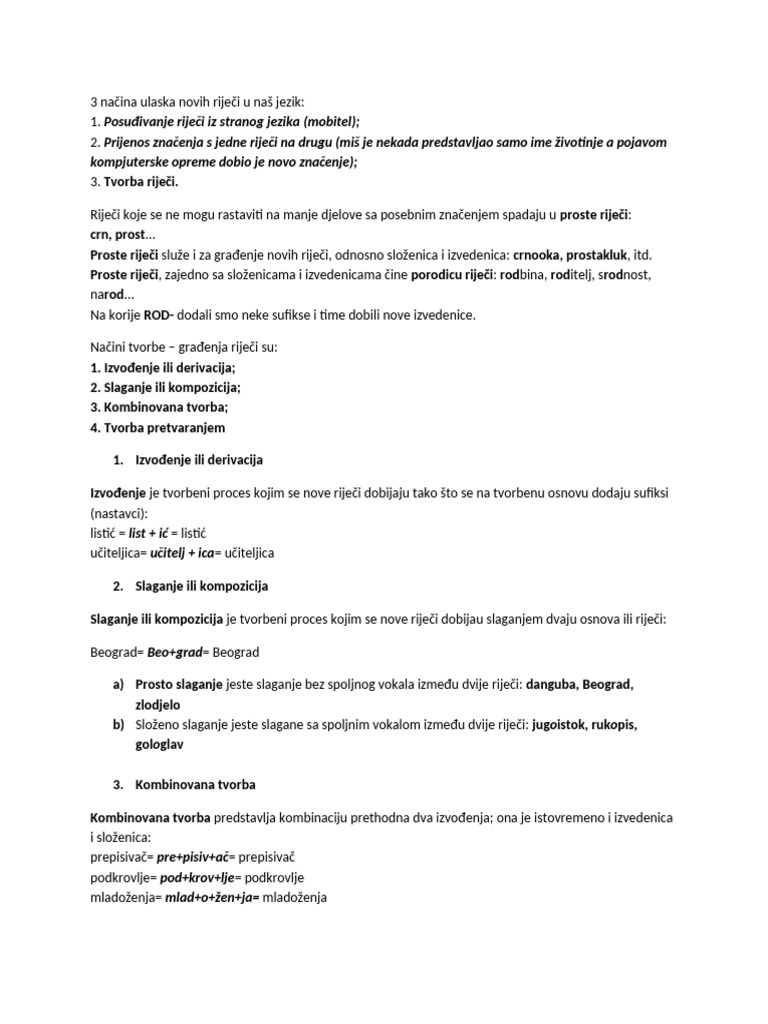 Tvorba Riječi | PDF