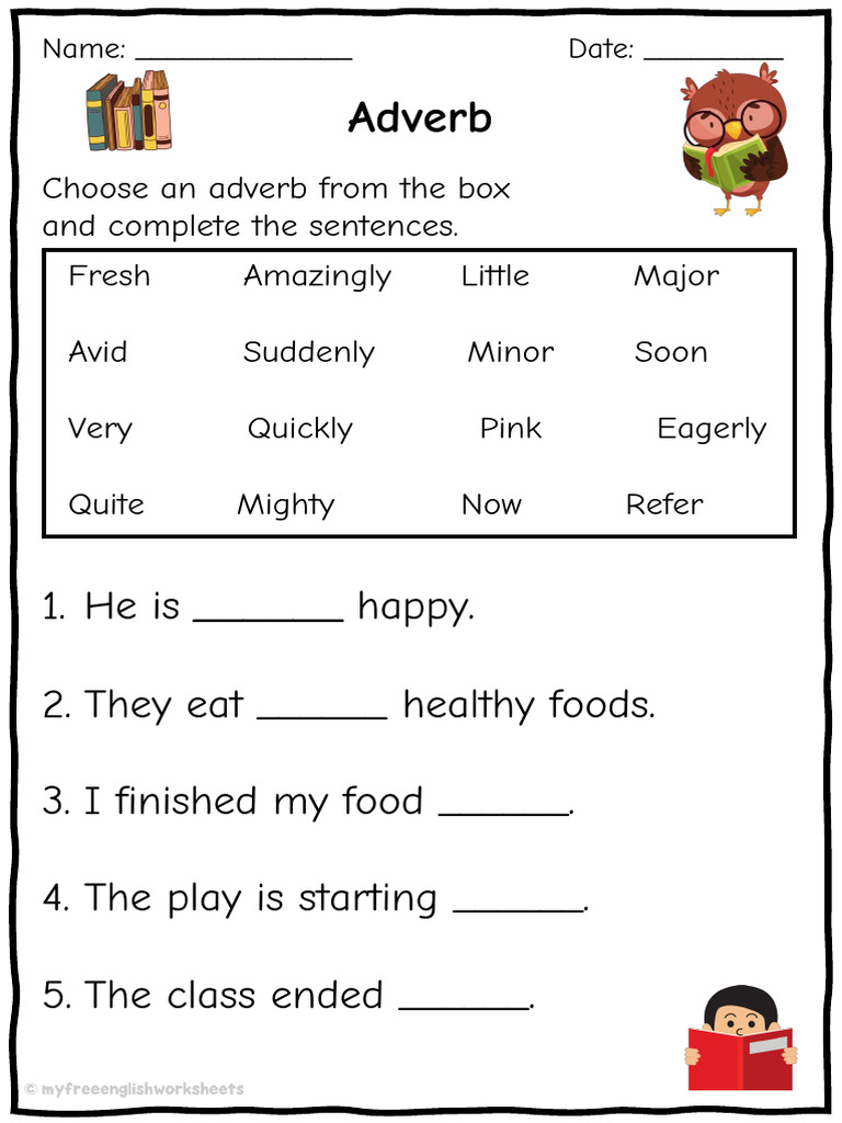 Adverb Completion Exercise for Students | PDF