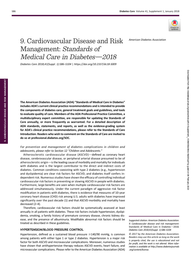 Cardiovascular Risk Management in Diabetes | PDF | Hypertension | Blood ...
