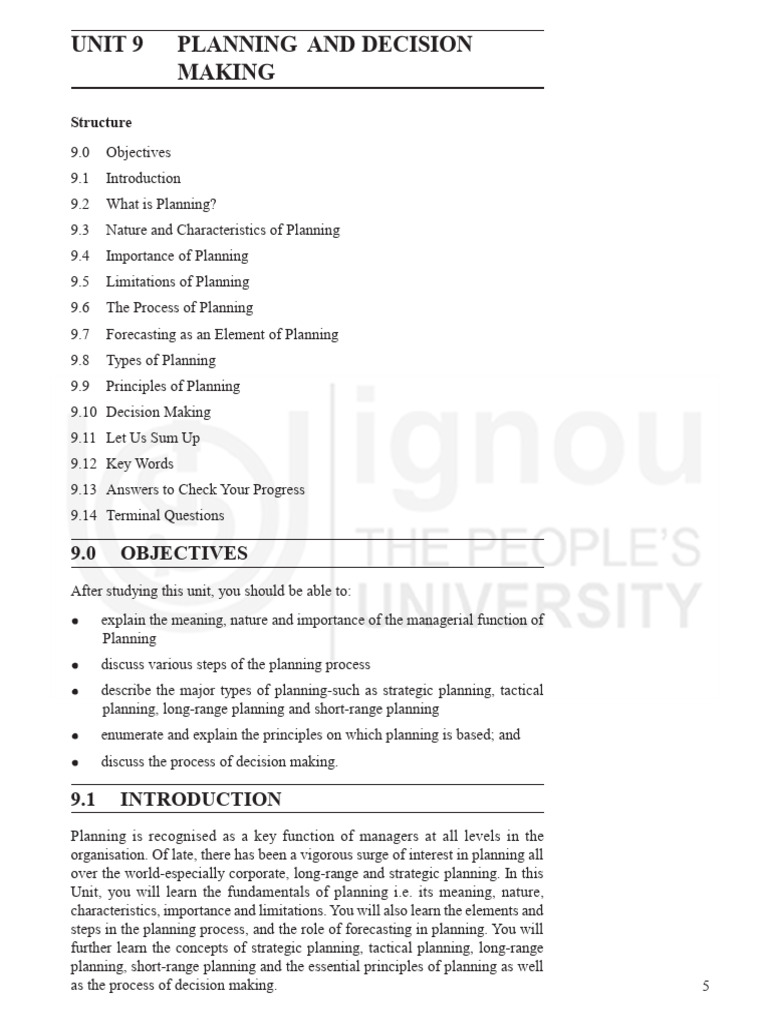 Planning and Decision Making Overview | PDF | Planning | Forecasting