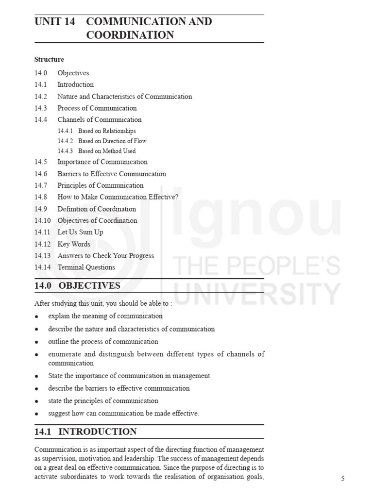 Unit 14 Communication and Coordination | PDF | Communication ...