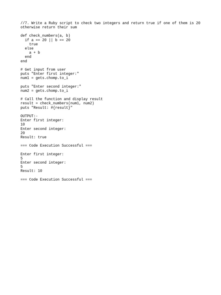 Ruby Script for Integer Check | PDF