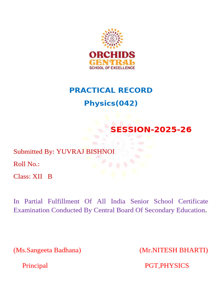 Physics Practical Record Class XII | PDF