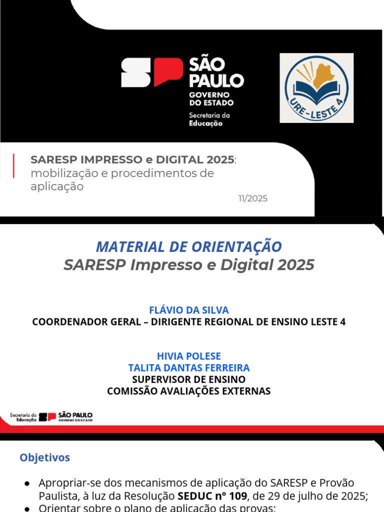 SARESP 2025: Guia de Aplicação e Mobilização | PDF | Matemática ...