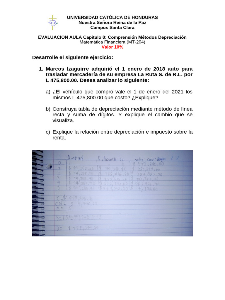 Métodos de Depreciación en Matemática Financiera | PDF