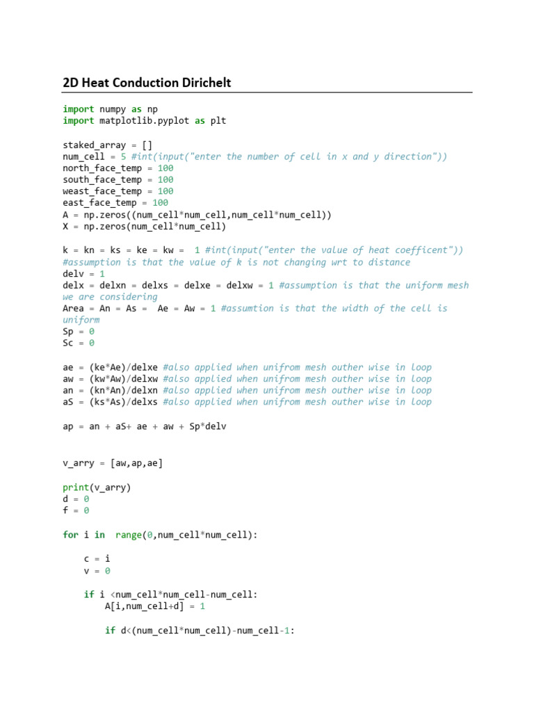 2D Heat Conduction Simulation Code | PDF
