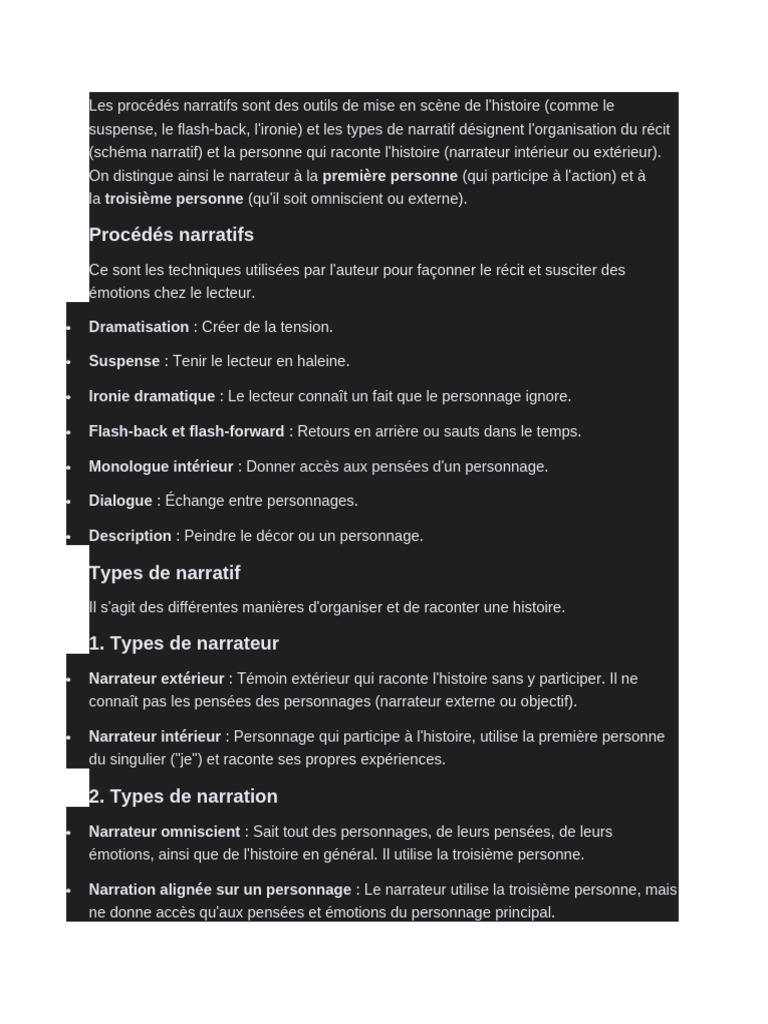 Techniques et Types de Narration | PDF