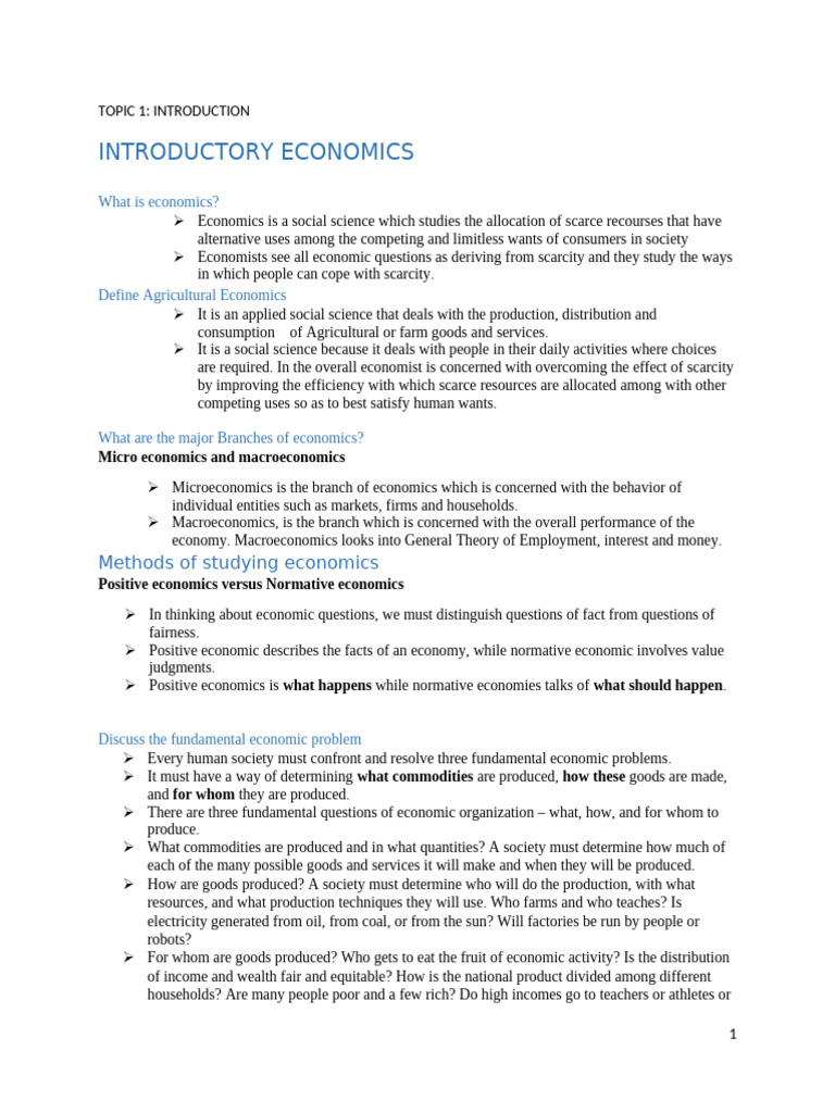 TOPIC 1 Introduction | PDF | Demand | Elasticity (Economics)