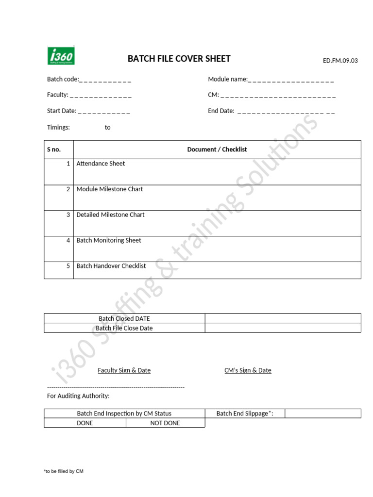 Batch File Cover Sheet Template | PDF