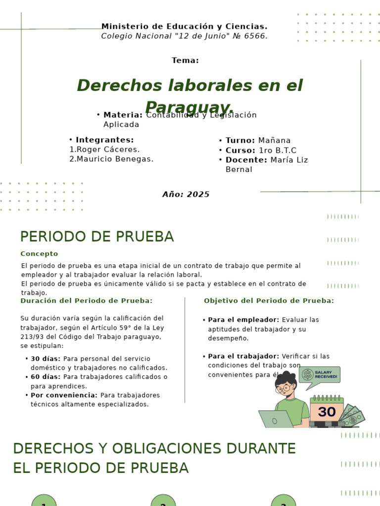 Derechos Laborales en Paraguay 2025 | PDF | Derecho laboral | Salario
