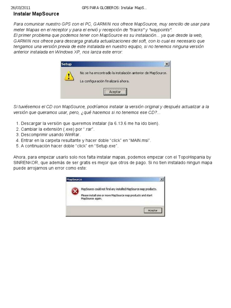 Guía para Instalar MapSource en Español | PDF | Compatibles con PC Ibm ...