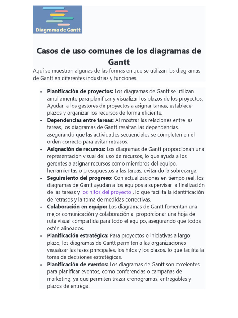 Usos de Diagramas de Gantt en Proyectos | PDF | Bancos | Gestión de ...
