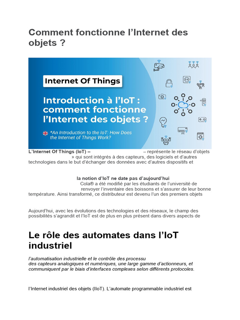 Comprendre l'Internet des objets (IoT) | PDF | Internet des objets ...