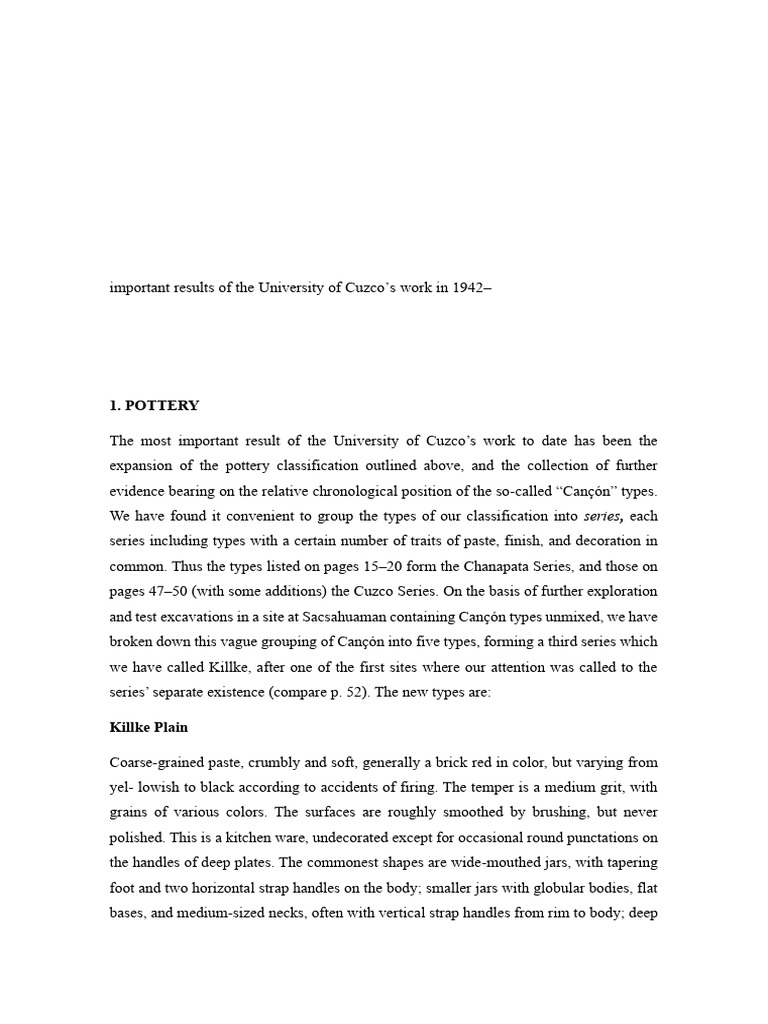 Cuzco Archaeology: Killke Pottery Insights | PDF