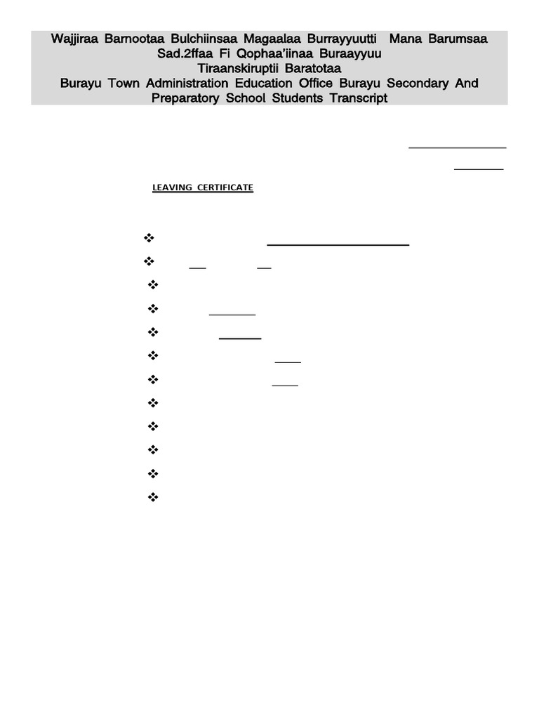 Burayu Secondary School Student Transcript | PDF | Chess Openings | Chess