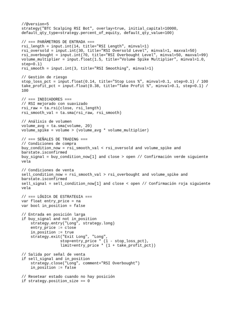 BTC RSI Scalping Strategy Script | PDF
