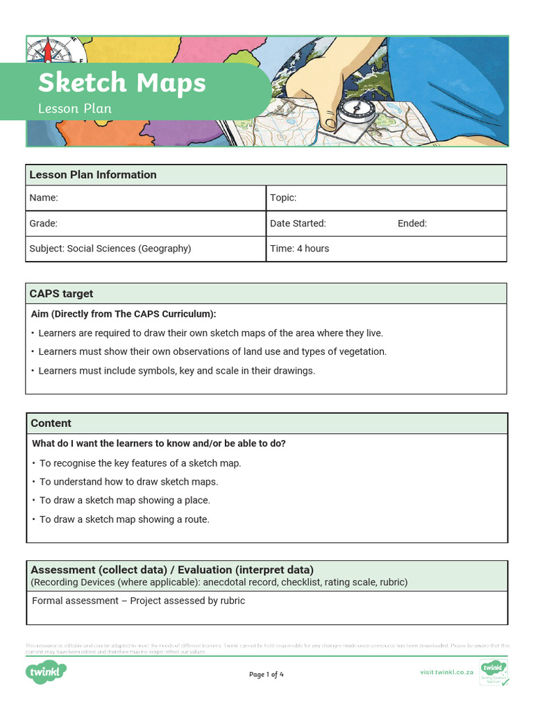 Sketch Map Lesson Plan for Geography | PDF | Learning | Map