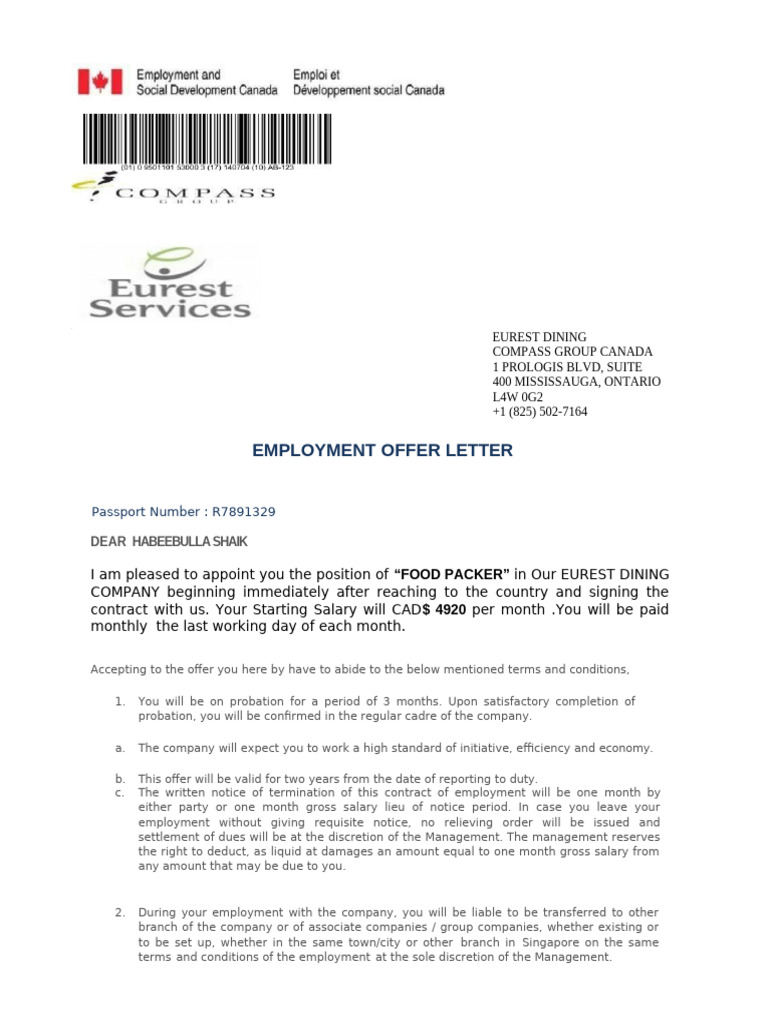 Mohd Rafi Offer Letter | PDF | Employment | Salary
