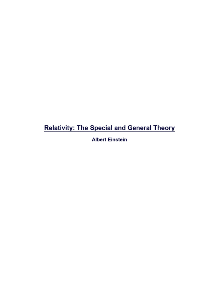 Relativity - The Special and The General Theory Albert Einstein | PDF ...
