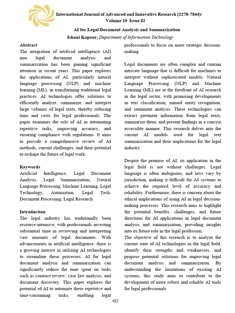 AI in Legal Document Analysis | PDF | Artificial Intelligence ...