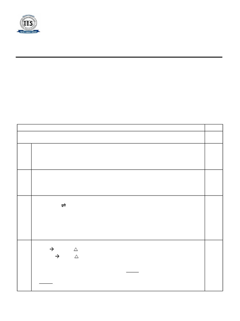 Chemistry Class XI Exam Paper 2024 | PDF | Chemical Reactions ...