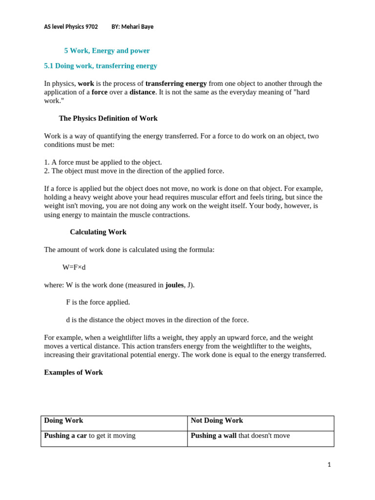 Work, Energy, and Power in Physics | PDF | Force | Potential Energy