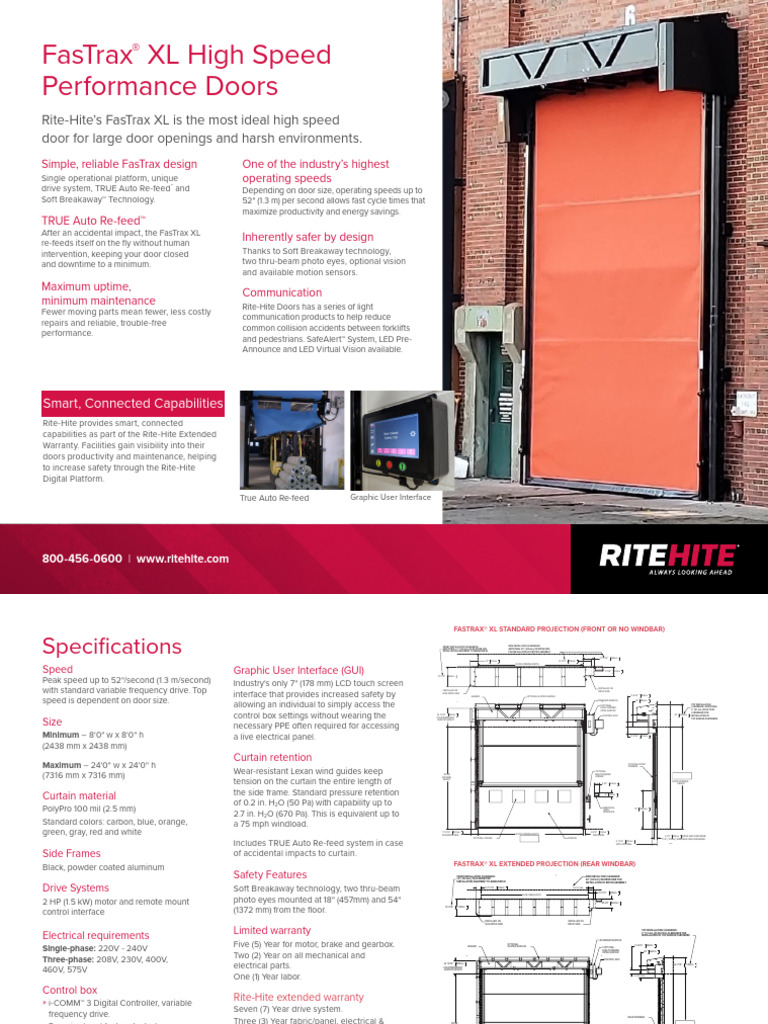 FasTrax XL High-Speed Door Features | PDF | Door | Motor Vehicle
