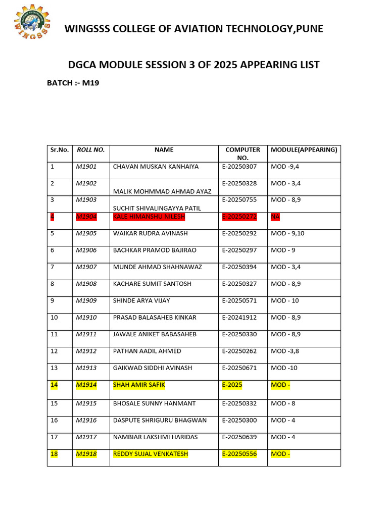 Dgca Module Session 3 of 2025 m19 | PDF