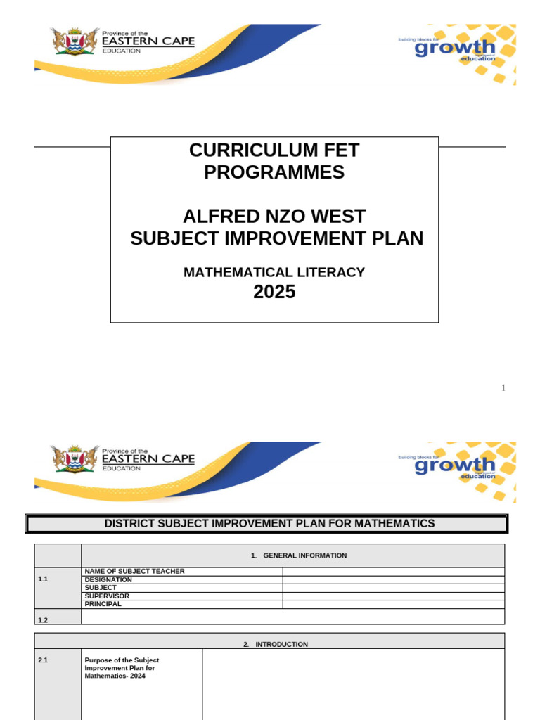 2025 Mathematics Improvement Plan | PDF | Learning | Intelligence