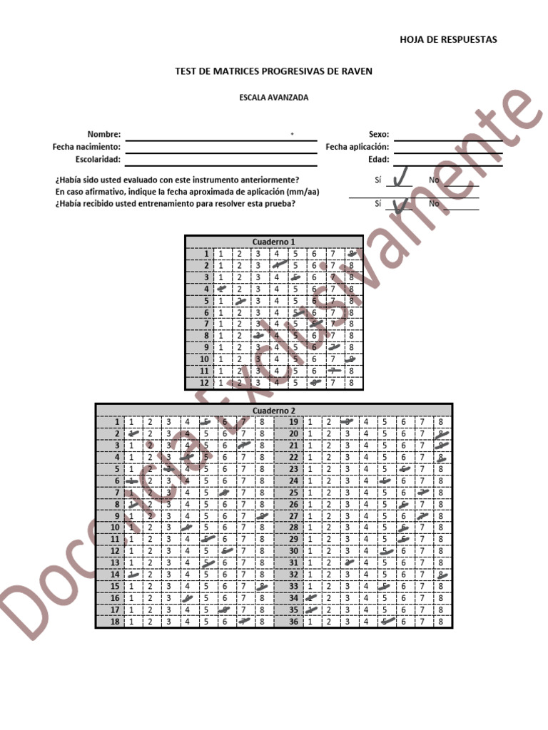 Matrices Progresivas de Raven Avanzado para Adultos | PDF