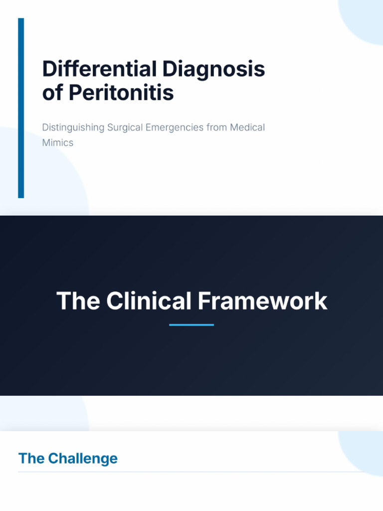 Differential Diagnosis of Peritonitis | PDF