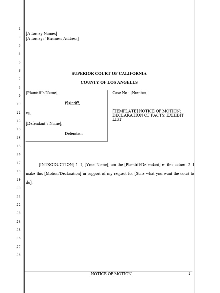 California Motion Notice Template | PDF