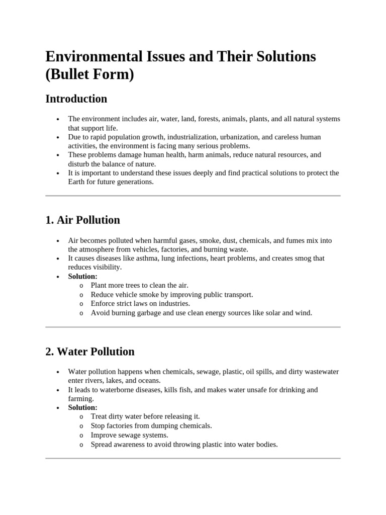 Environmental Issues and Their Solutions - Docx Uppdaateed | PDF ...