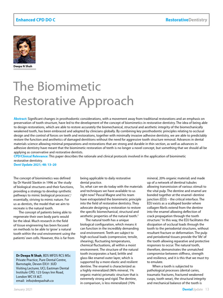 Biomimetic Approach in Restorative Dentistry | PDF | Dental Composite ...