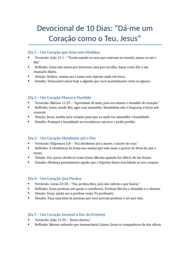 Devocional: 10 Dias com Jesus | PDF | Oração | Jesus
