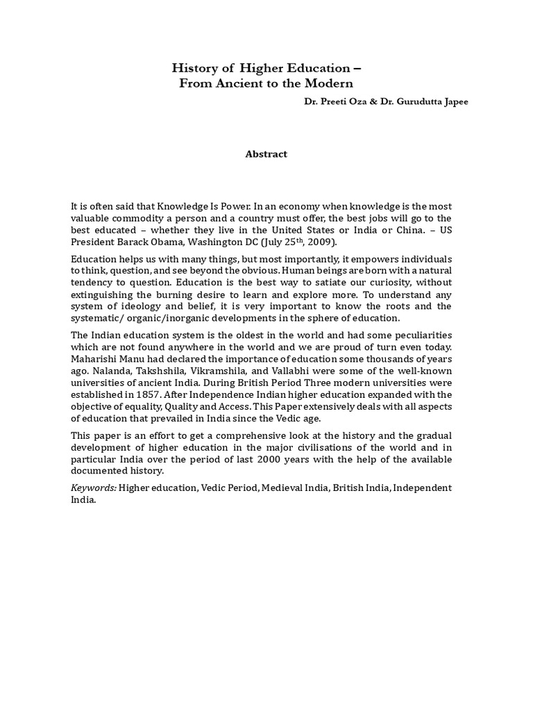 Evolution of Higher Education in India | PDF | University | Vedas
