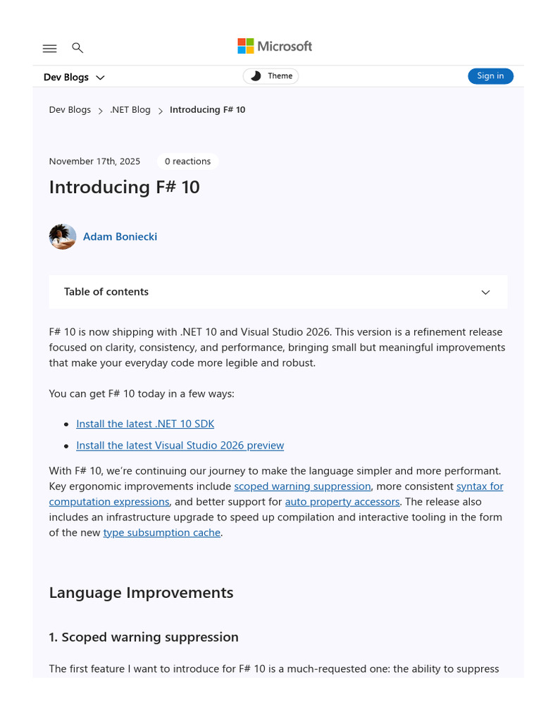F# 10 Release: Key Features & Improvements | PDF | Microsoft | Program ...