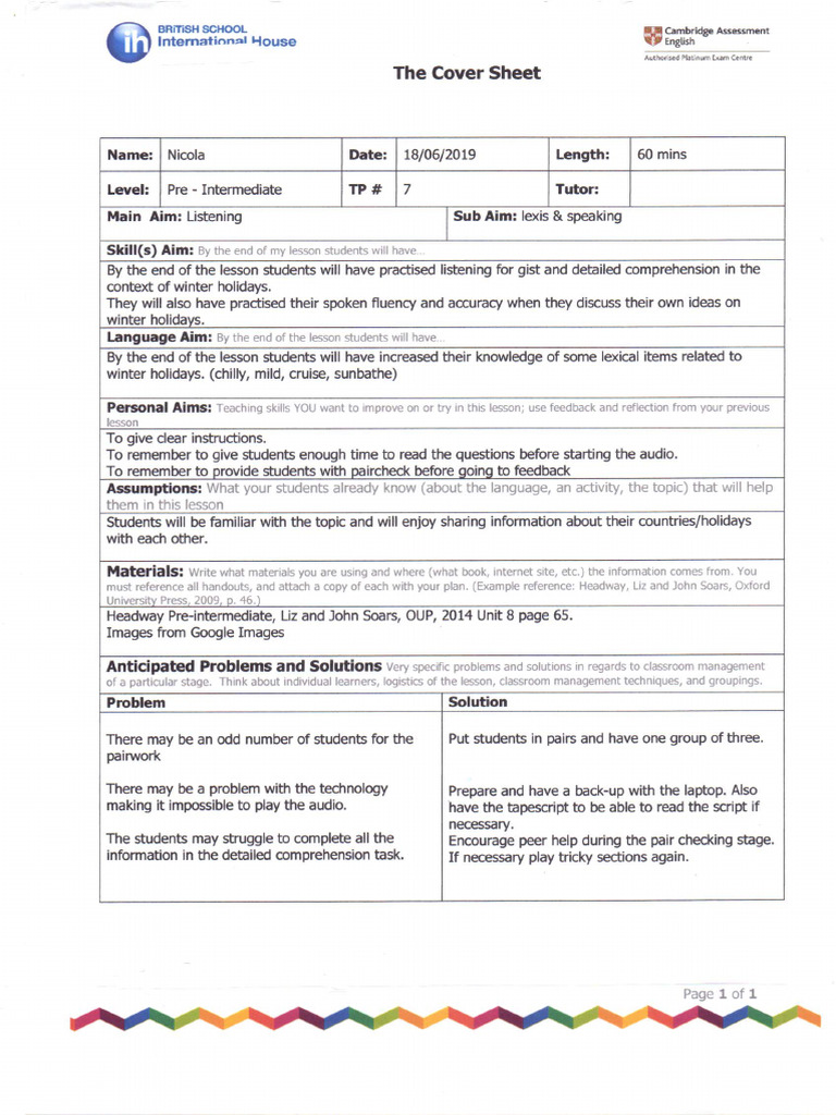 Lesson Plan - Example | PDF