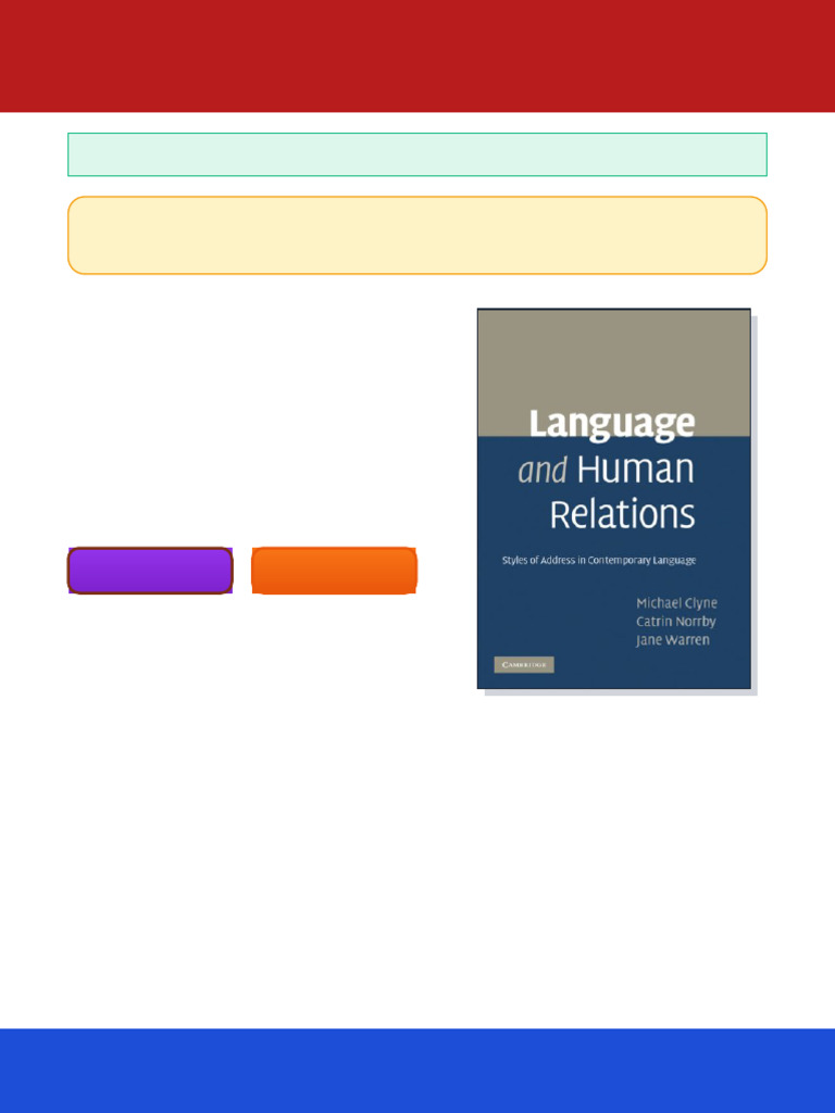 Language and Human Relations Styles of Address in Contemporary Language ...
